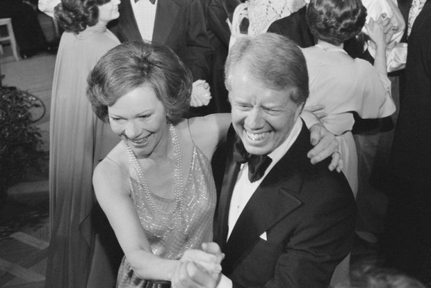 US President Jimmy Carter and First Lady Rosalynn Carter dance at a White House Congressional Ball, Washington