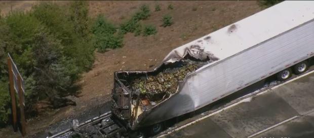 Big Rig Carrying 80K Pounds Of Bananas Catches Fire On 5 Freeway In Boyle Heights 