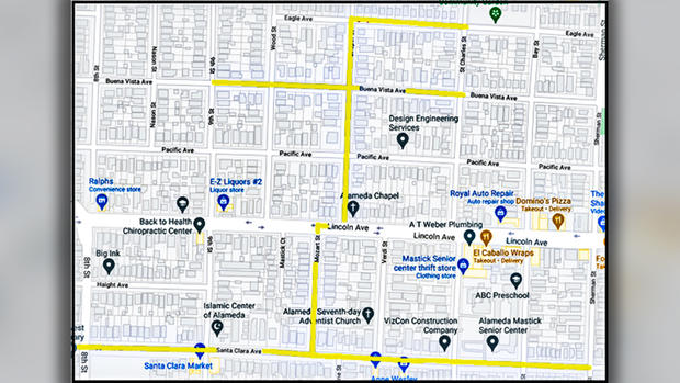 Alameda Crime Scene Area Map 