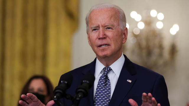 U.S. President Joe Biden discusses Senate passage of the bipartisan infrastructure bill at the White House in Washington 