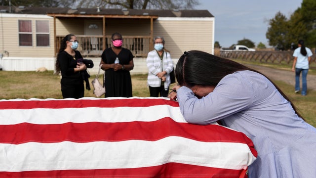 FILE PHOTO: Lila Blanks reacts next to the casket of her husband in San Felipe 