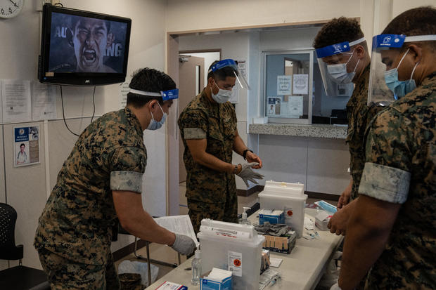 U.S Marines On Okinawa Receive Coronavirus Vaccination 