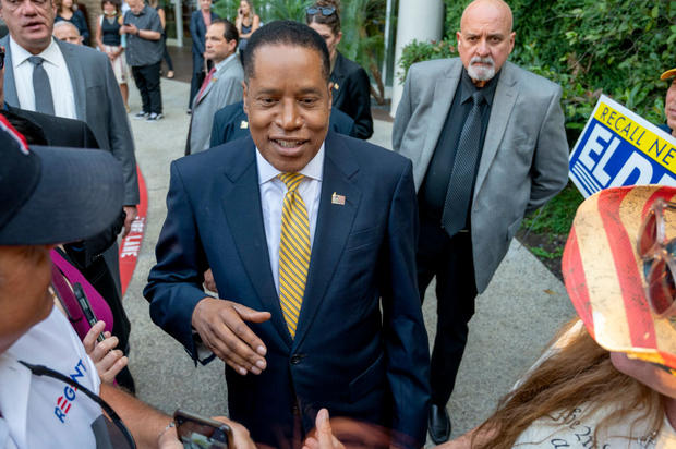 California governor recall candidate Larry Elder meets with supporters 