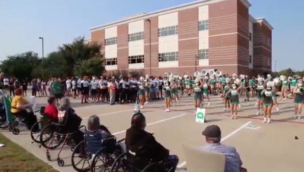 Lake Dallas High pep rally at rehab center 