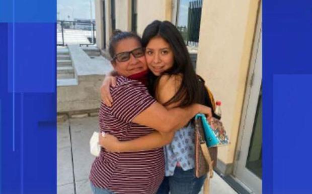 Angelica Vences-Salgado is reunited with her abducted daughter, Jacqueline Hernandez, on September 10, 2021. 