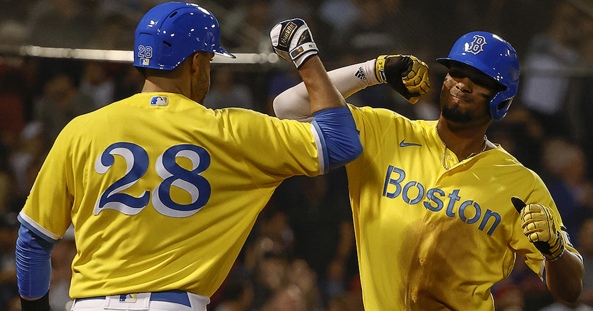 boston red sox yellow and blue uniforms