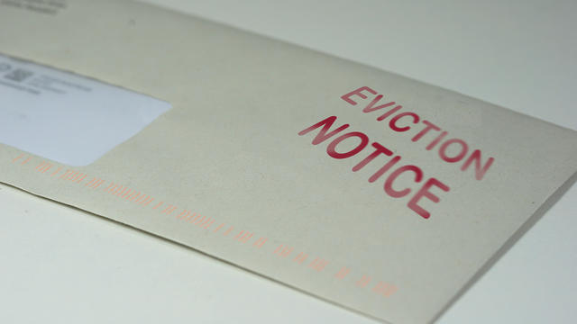 Envelop for an eviction notice to a defaulting renter in due to missed rent in recession 