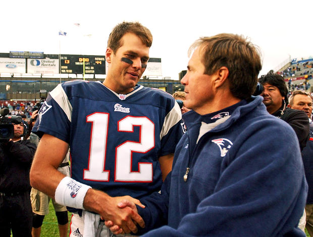 Tom Brady shakes Bill Belichick's hand 