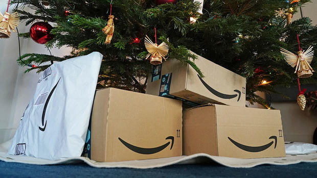Amazon boxes under the tree 