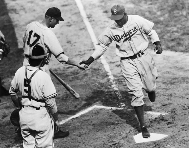Jackie Robinson at Home Plate, 1947 