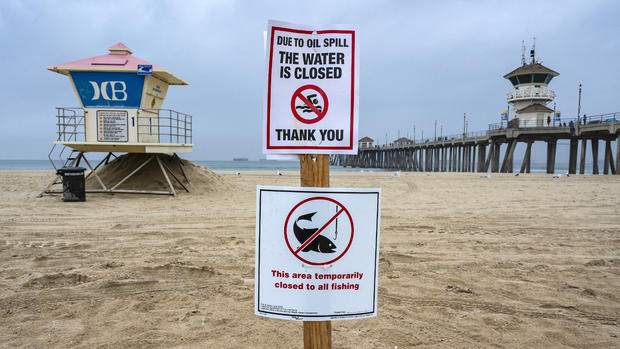 Beaches have shut down ocean access following a massive oil spill that sent up to 144,000 gallons of oil into the sea 