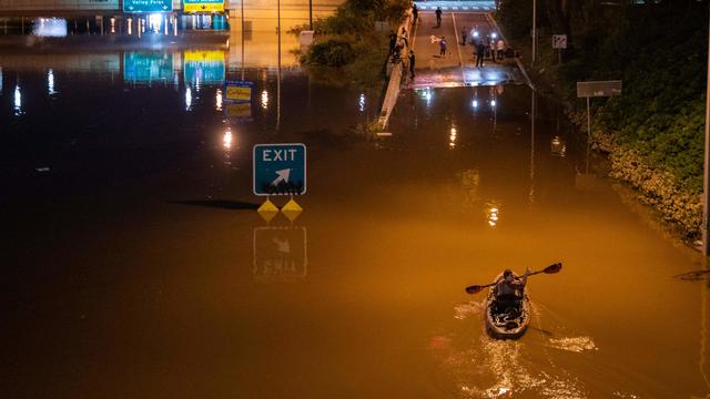 Kayaker on highway 