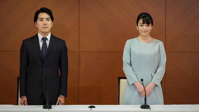Japan's Princess Mako and her husband Kei Komuro address a news conference in Tokyo 