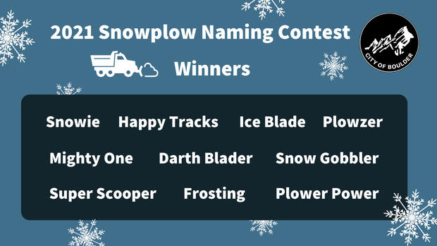 City of Boulder 2021 Snowplow Naming Contest 