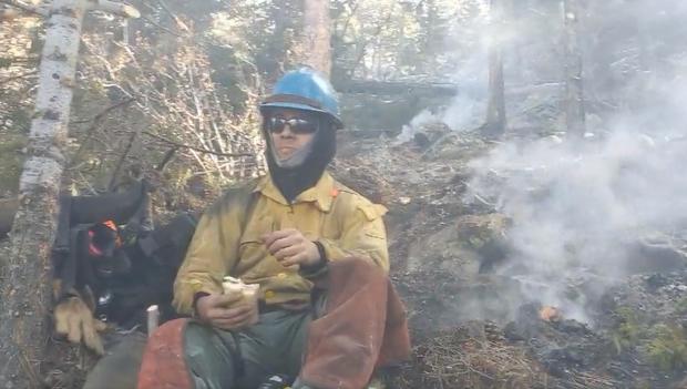 kruger firefighters eat lunch 