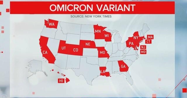 Omicron coronavirus variant discovered in at least 17 U.S. states - CBS ...