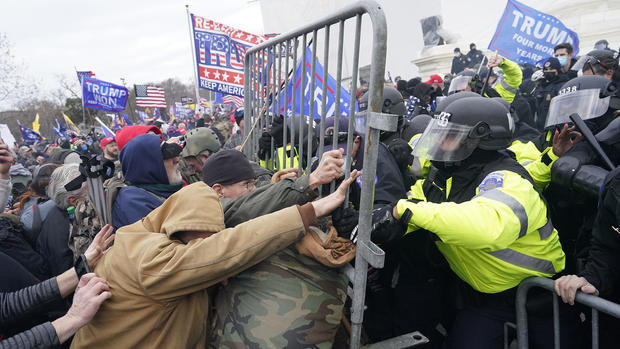Protesters attack Capitol Police on Jan. 6, 2021, outside the Capitol in Washington, D.C. 