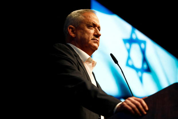 FILE PHOTO: Benny Gantz attends an election campaign rally in Ramat Gan 