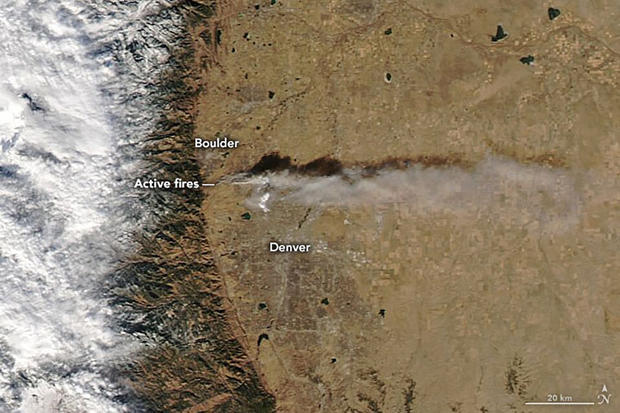 marshall fire smoke plume from space 