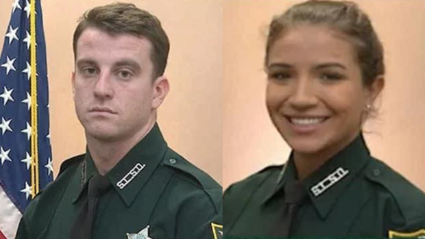 Deputy Clayton Osteen and Deputy Victoria Pacheco of the St. Lucie County Sheriff's Office are seen in a photo combination. 
