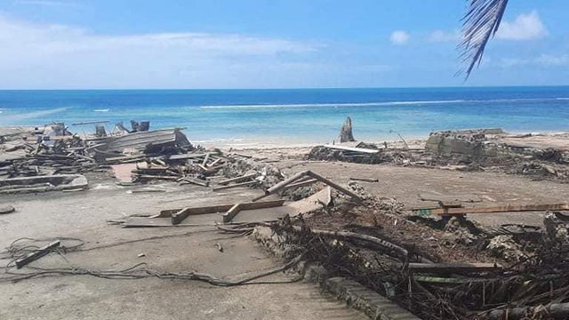 A view of a beach and debris following volcanic eruption and tsunami, in Nuku'alofa, Tonga 
