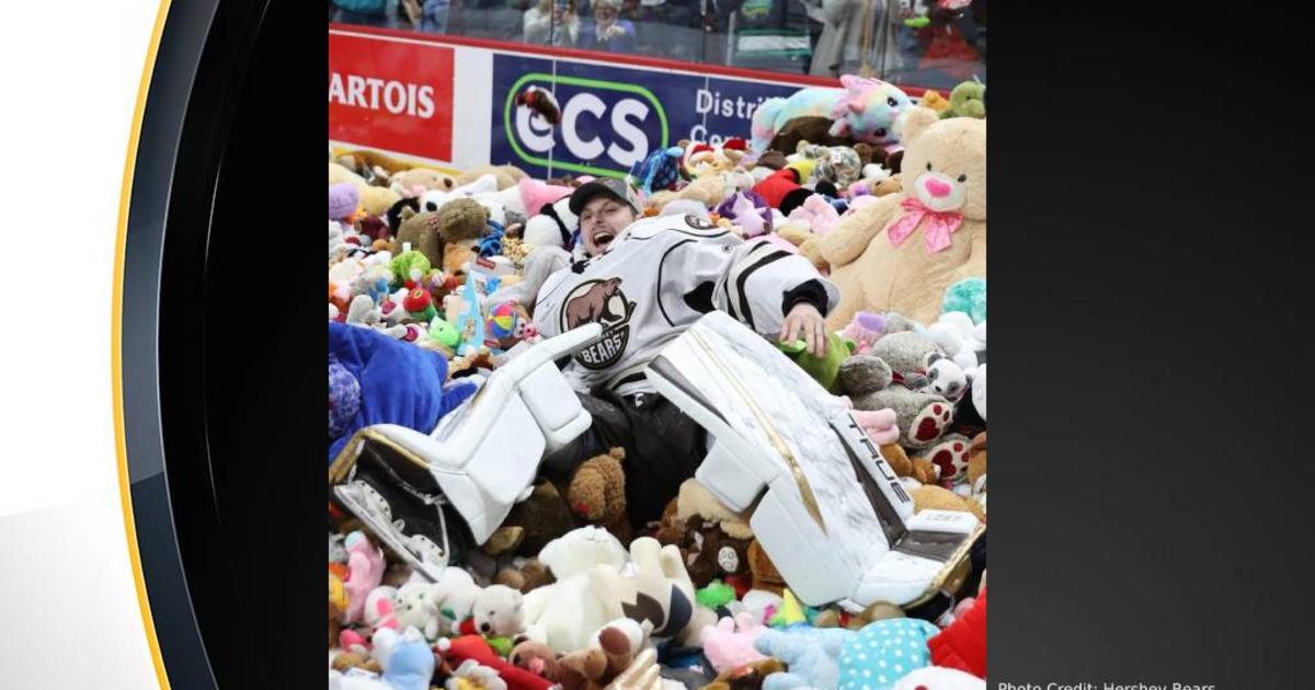 WATCH: Fans launch more than 50,000 teddy bears onto the ice at