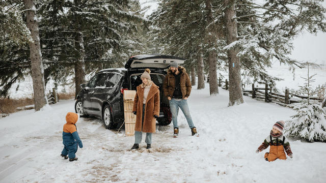 family outside during winter 