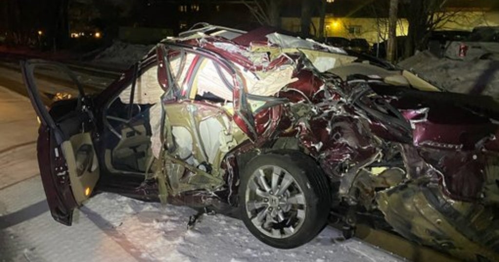 Train Slams Into Car Stuck On The Tracks In Ashland - CBS Boston