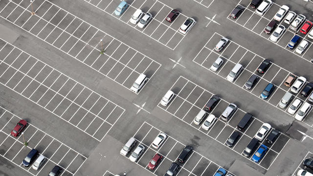 High Angle View Of Cars At Parking Lot 