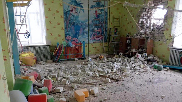 Kindergarten shelled in Ukraine 