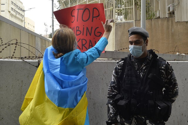 Protest in Lebanon against Russia's military operation 