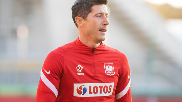 Robert Lewandowski of Poland in action during the official 