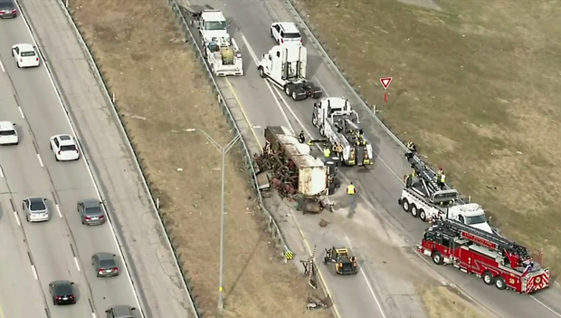 Overturned big rig in Lake Worth 