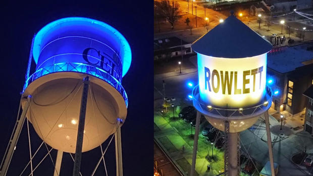 Celina and Rowlett water towers 