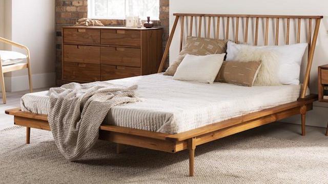 Desert Fields Modern Boho Solid Wood Platform Queen Bed 
