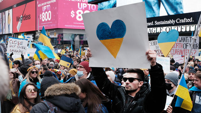 Rally In Support Of Ukraine Held In New York's Times Square 