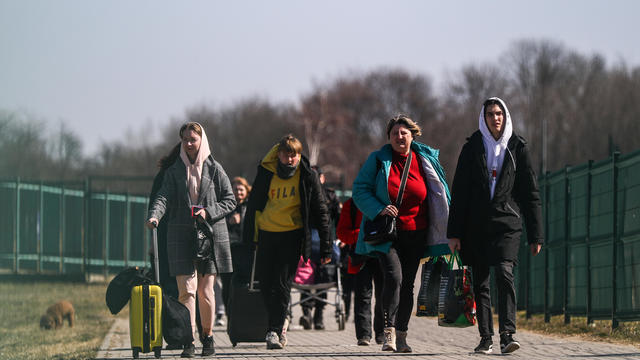 People Cross Ukrainian-Polish Border After Fleeing Ukraine 