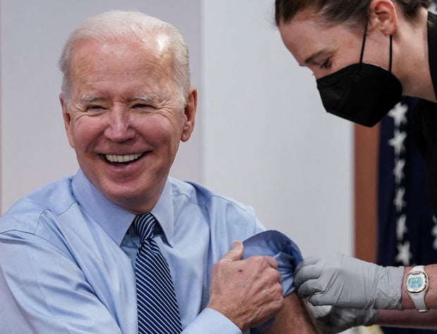 U.S. President Biden receives second coronavirus (COVID-19) booster shot at the White House in Washington