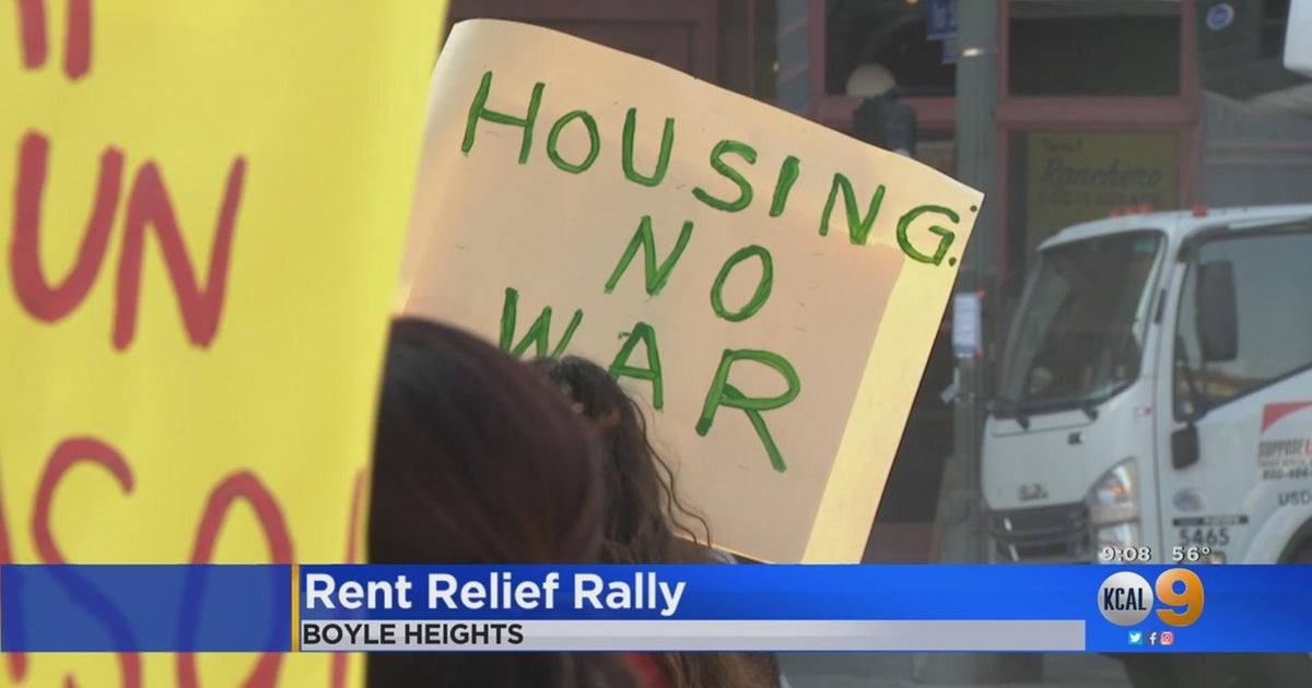 Renters rally for rent forgiveness in Boyle Heights - CBS Los Angeles