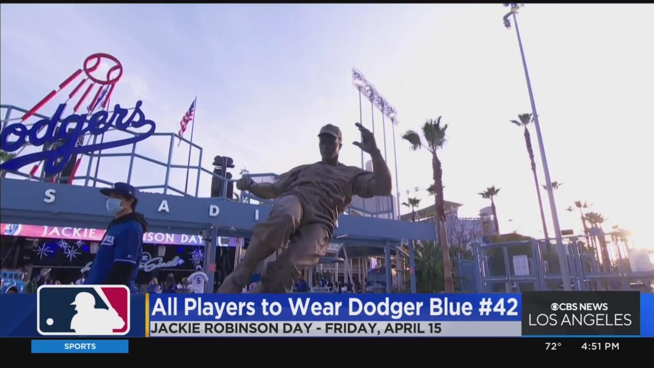 Robinson's 42 in Dodger blue for all uniforms on April 15 - CBS