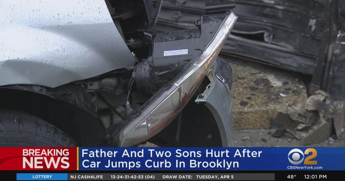 Several hurt when car jumps curb in Crown Heights - CBS New York