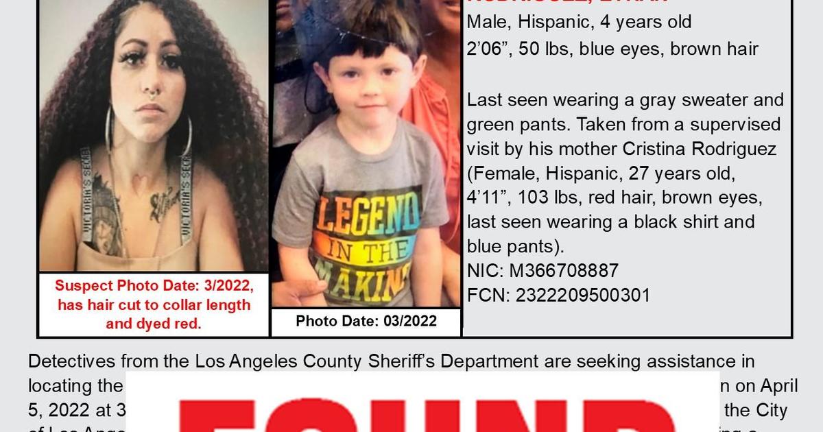 Missing 4-year-old Boy Found, Mother Arrested By LA County Sheriffs ...