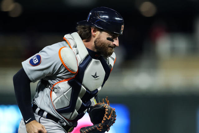Detroit Tigers catcher Eric Haase runs the bases during a game