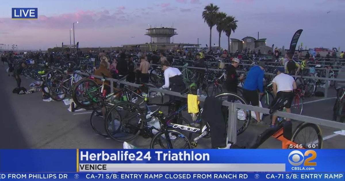 Triathletes competing in Herbalife24 Triathlon Sunday in Venice - CBS