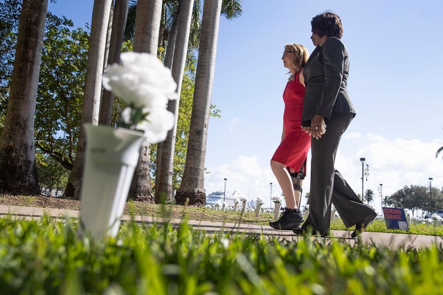 Democratic Senate Candidate Rep. Val Demings And Former Rep. Gabrielle Giffords Address Gun Violence At Memorial For Victims 