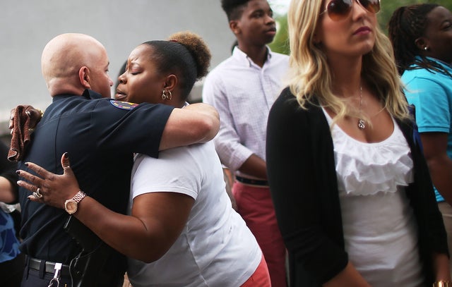 Memorial Held For Two Police Officers Killed During Traffic Stop 