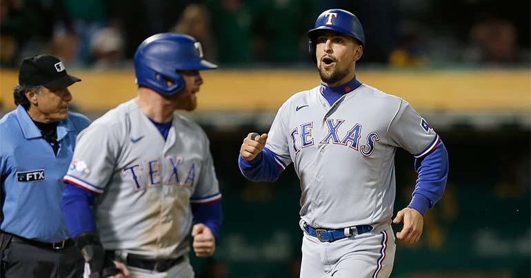 Rangers rally in 9th again to beat A's 8-5 for 3rd in row - CBS Texas
