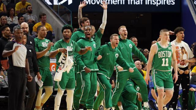 Celtics bench celebrates 