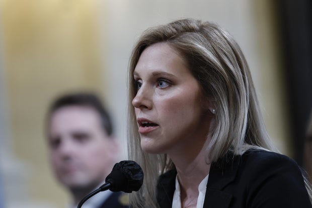 Caroline Edwards, a U.S. Capitol Police officer injured in the Jan. 6 riot, testifies before the House Jan. 6 committee on Thursday, June 9, 2022.