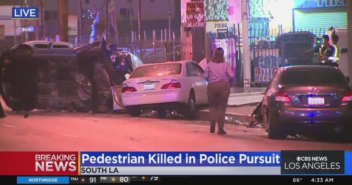 Lapd Pursuit In South Los Angeles Ends In Fatal Crash As Vehicle Strikes Pedestrian Cbs Los